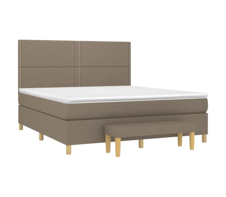 vidaXL Boxspring met matras stof taupe 160x200 cm