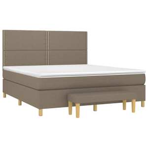 vidaXL Boxspring met matras stof taupe 160x200 cm