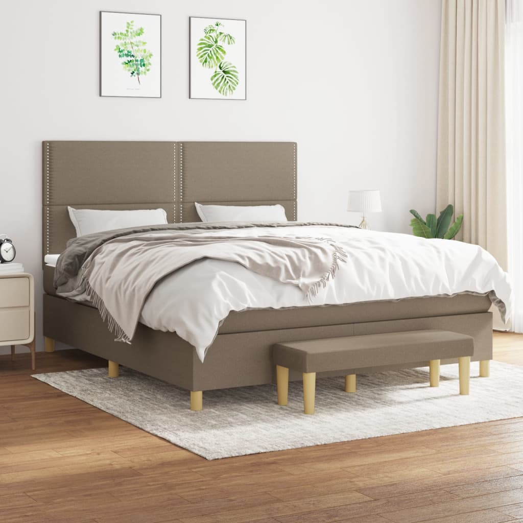 Boxspringbett mit Matratze Taupe 160×200 cm Stoff