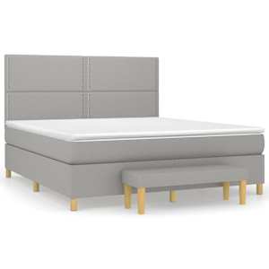 Box spring postel s matrací světle šedá 180 x 200 cm textil - obrázek 2