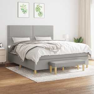 Box spring postel s matrací světle šedá 180 x 200 cm textil - obrázek 1