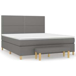 Box spring postel s matrací tmavě šedá 180x200 cm textil - obrázek 2