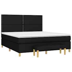 Box spring postel s matrací černá 180x200 cm textil - obrázek 3