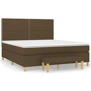Box spring postel s matrací tmavě hnědá 180x200 cm textil - obrázek 2
