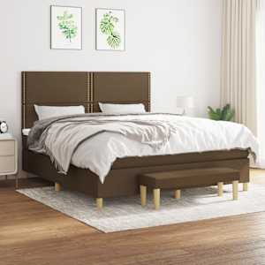 Box spring postel s matrací tmavě hnědá 180x200 cm textil - obrázek 1