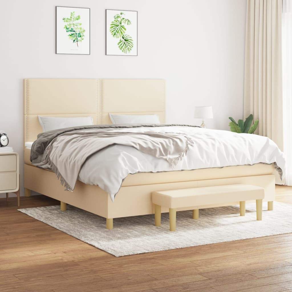 Boxspringbett mit Matratze Creme 180×200 cm Stoff