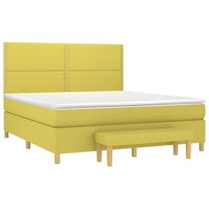 vidaXL Lova su spyruoklėmis ir čiužiniu, žalia, 180x200cm, audinys