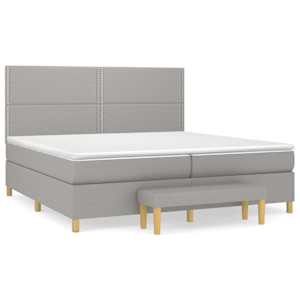 Box spring postel s matrací světle šedá 200 x 200 cm textil - obrázek 2
