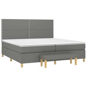 Box spring postel s matrací tmavě šedá 200x200 cm textil - obrázek 3