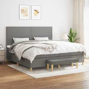 Box spring postel s matrací tmavě šedá 200x200 cm textil - obrázek 1