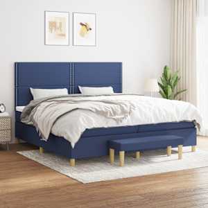 Box spring postelja z vzmetnico moder 200x200 cm blago