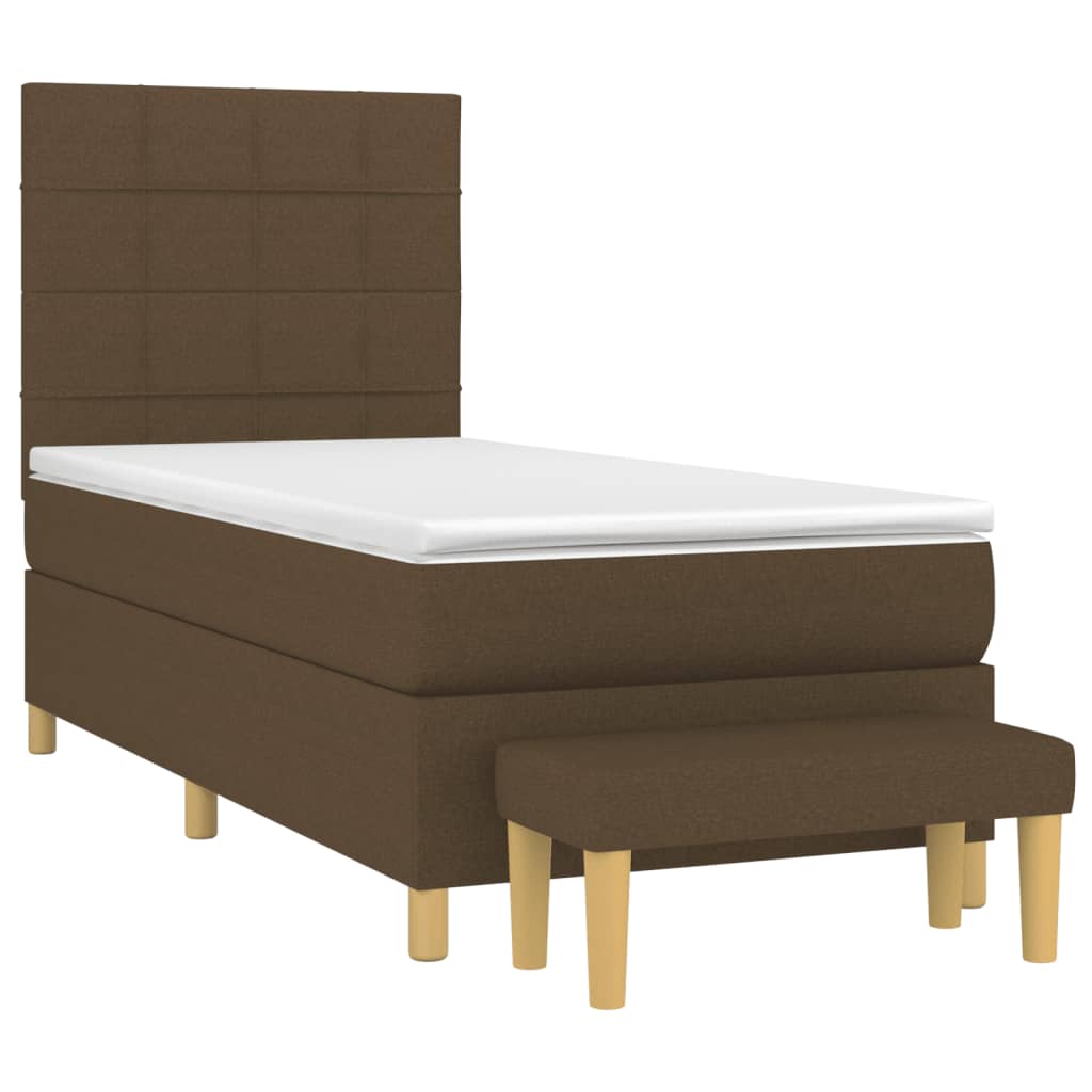 vidaXL Boxspring met matras stof donkerbruin 80x200 cm afbeelding