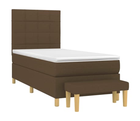vidaXL Pat box spring cu saltea, maro &icirc;nchis, 80x200 cm, textil