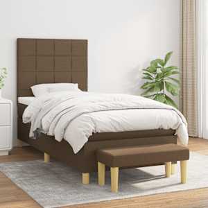 Box spring postel s matrací tmavě hnědá 80x200 cm textil - obrázek 1
