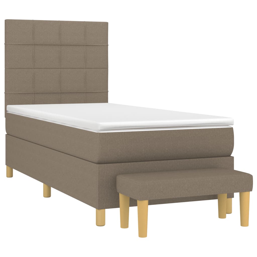 vidaXL Boxspring met matras stof taupe 80x200 cm afbeelding