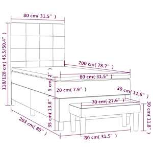 Box spring postel s matrací taupe 80x200 cm textil - obrázek 8