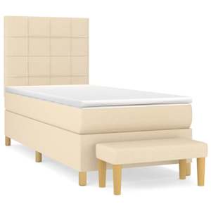 Box spring postel s matrací krémová 80 x 200 cm textil - obrázek 2