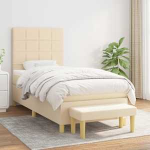 Box spring postel s matrací krémová 80 x 200 cm textil - obrázek 1