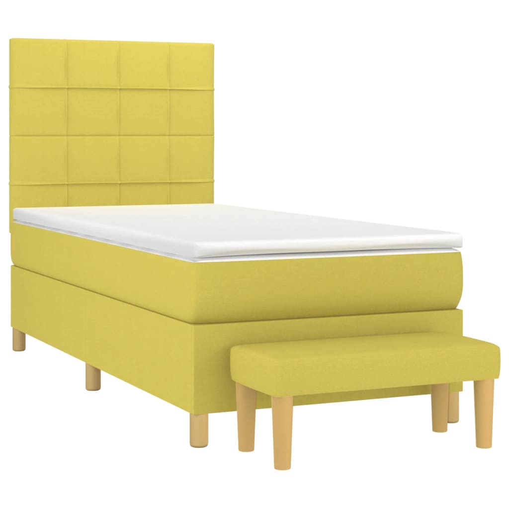 Pat box spring cu saltea, verde deschis, 80x200 cm, textil