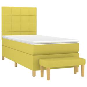 Box spring postel s matrací světle zelená 80 x 200 cm textil - obrázek 4