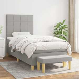 Box spring postel s matrací světle šedá 90x190 cm textil - obrázek 1