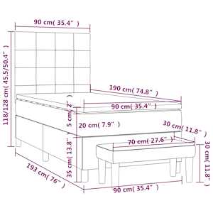 Box spring postel s matrací tmavě hnědá 90x190 cm textil - obrázek 8