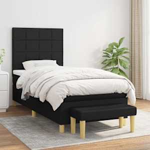 Box spring postel s matrací černá 90x200 cm textil - obrázek 1