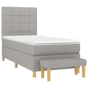 Box spring postel s matrací světle šedý 100 x 200 cm textil - obrázek 3