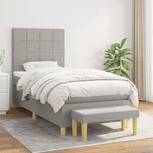 Box spring postel s matrací světle šedý 100 x 200 cm textil - obrázek 1