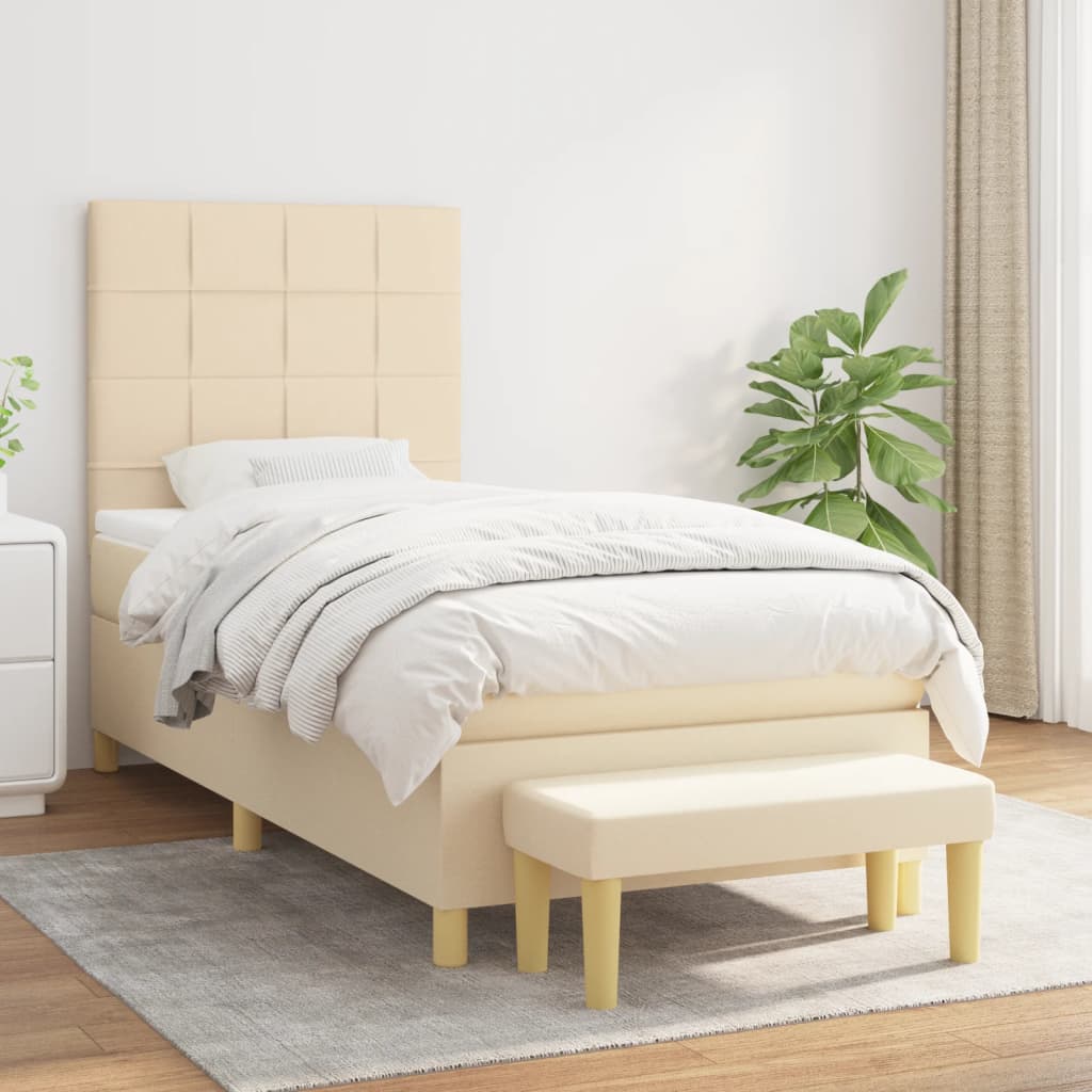 Boxspringbett mit Matratze Creme 100×200 cm Stoff