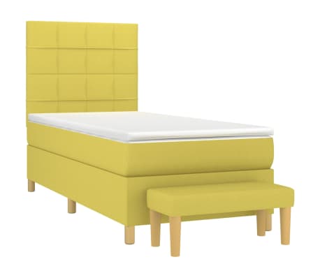 vidaXL Lova su spyruoklėmis ir čiužiniu, žalia, 100x200 cm, audinys