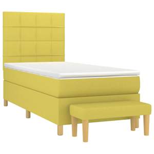 vidaXL Lova su spyruoklėmis ir čiužiniu, žalia, 100x200 cm, audinys