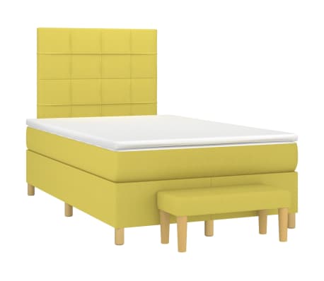 vidaXL Lova su spyruoklėmis ir čiužiniu, žalia, 120x200 cm, audinys