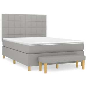 Box spring postel s matrací světle šedá 140 x 190 cm textil - obrázek 2