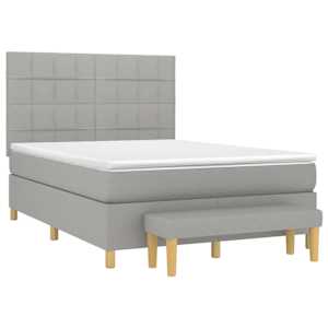 Box spring postel s matrací světle šedá 140 x 190 cm textil - obrázek 3
