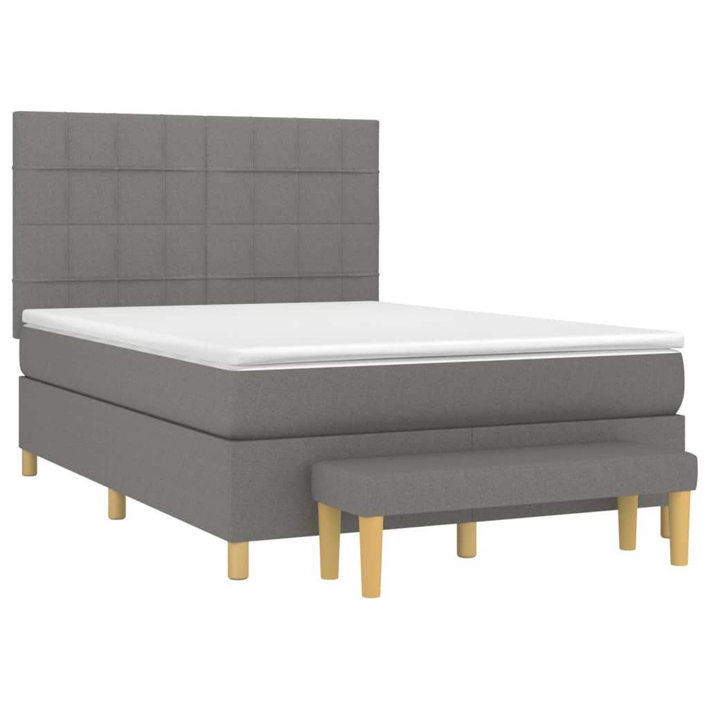 vidaXL Boxspring met matras stof donkergrijs 140x190 cm afbeelding