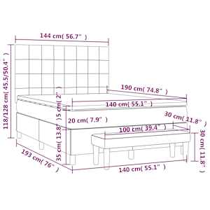 Box spring postel s matrací tmavě hnědá 140x190 cm textil - obrázek 8