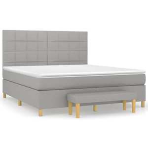 Box spring postelja z vzmetnico svetlo siva 160x200 cm žamet - slika 2