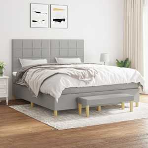 Box spring postel s matrací světle šedá 160 x 200 cm textil - obrázek 1