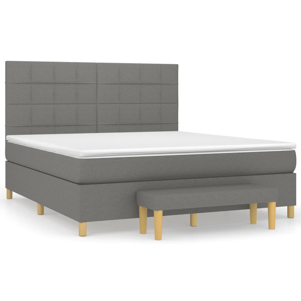 vidaXL Box spring postel s matrací tmavě šedá 160x200 cm textil