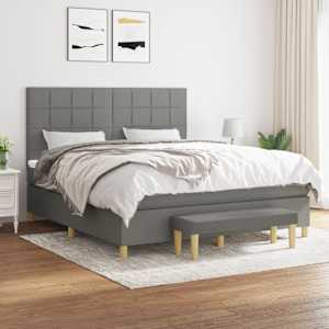 Box spring postel s matrací tmavě šedá 160x200 cm textil - obrázek 1