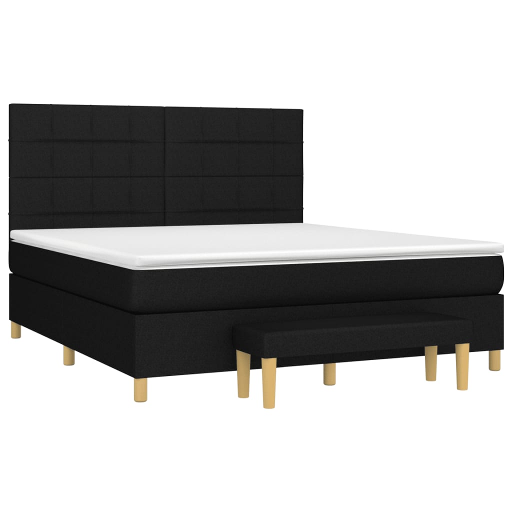 vidaXL Boxspring met matras stof zwart 160x200 cm afbeelding