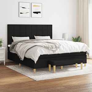 Box spring postel s matrací černá 160x200 cm textil - obrázek 1