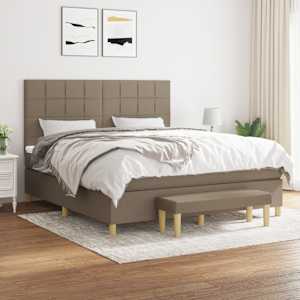 Box spring postel s matrací taupe 160x200 cm textil - obrázek 1