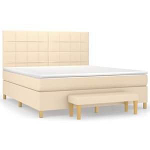 Box spring postel s matrací krémová 160x200 cm textil - obrázek 2