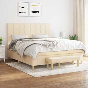 Box spring postel s matrací krémová 160x200 cm textil - obrázek 1