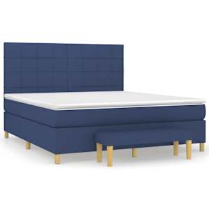 Box spring postel s matrací modrá 160x200 cm textil - obrázek 2