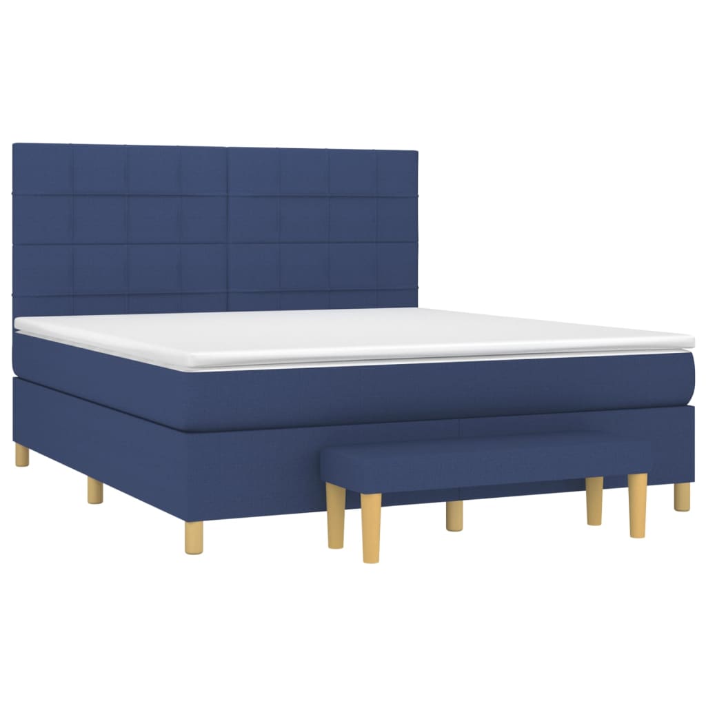 vidaXL Boxspring met matras stof blauw 160x200 cm afbeelding