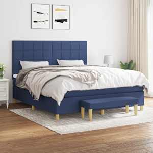 Box spring postel s matrací modrá 160x200 cm textil - obrázek 1