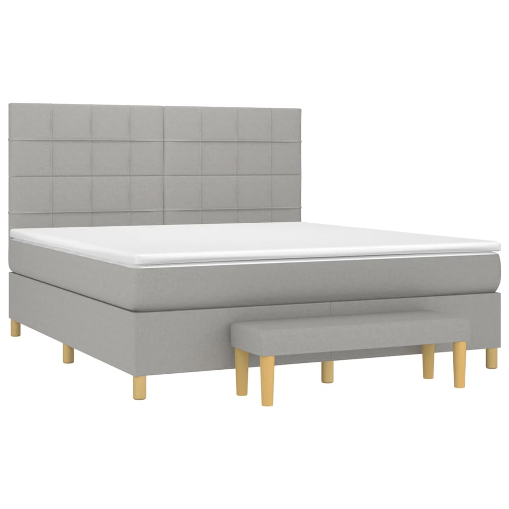 vidaXL Boxspring met matras stof lichtgrijs 180x200 cm afbeelding